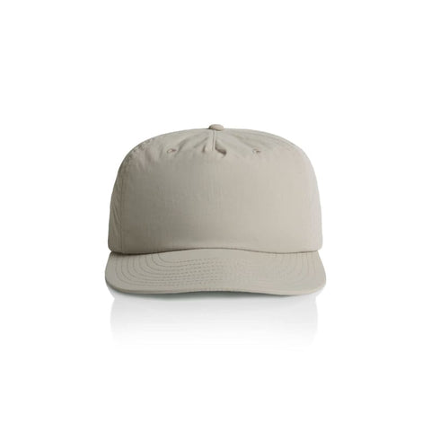 A light grey cap with a curved brim and a logo on the front.
