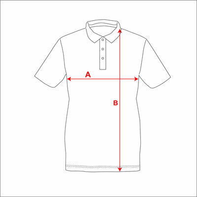 Mens Core Polo Shirt measurement diagram