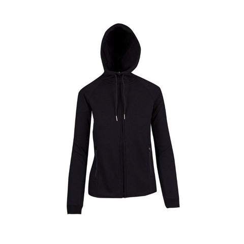 Bonded Polar Fleece Hoodie Ladies Black Front View